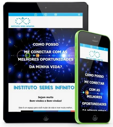 Tablet e Smartphone que comprovam que site do Instituto Seres Infinitos é responsivo