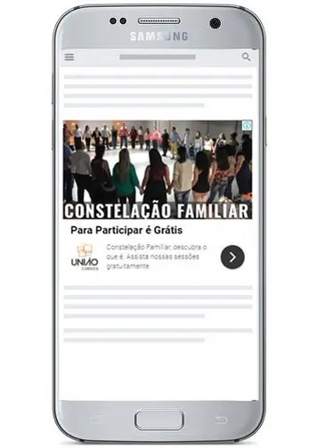 Smartphone com anúncio de links patrocinados para a União Cursos